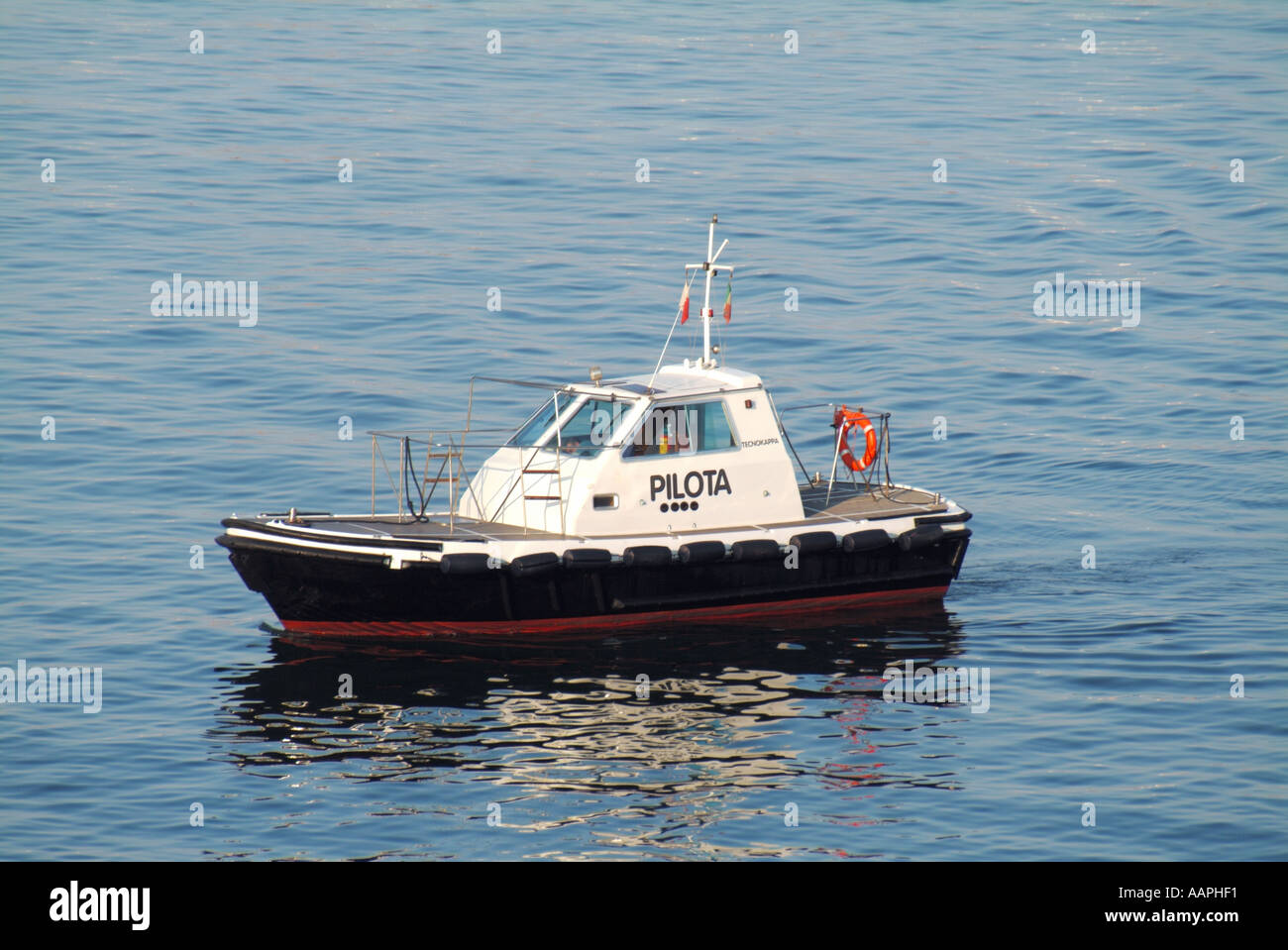 Port of Palermo Sicily Pilot launch Stock Photo