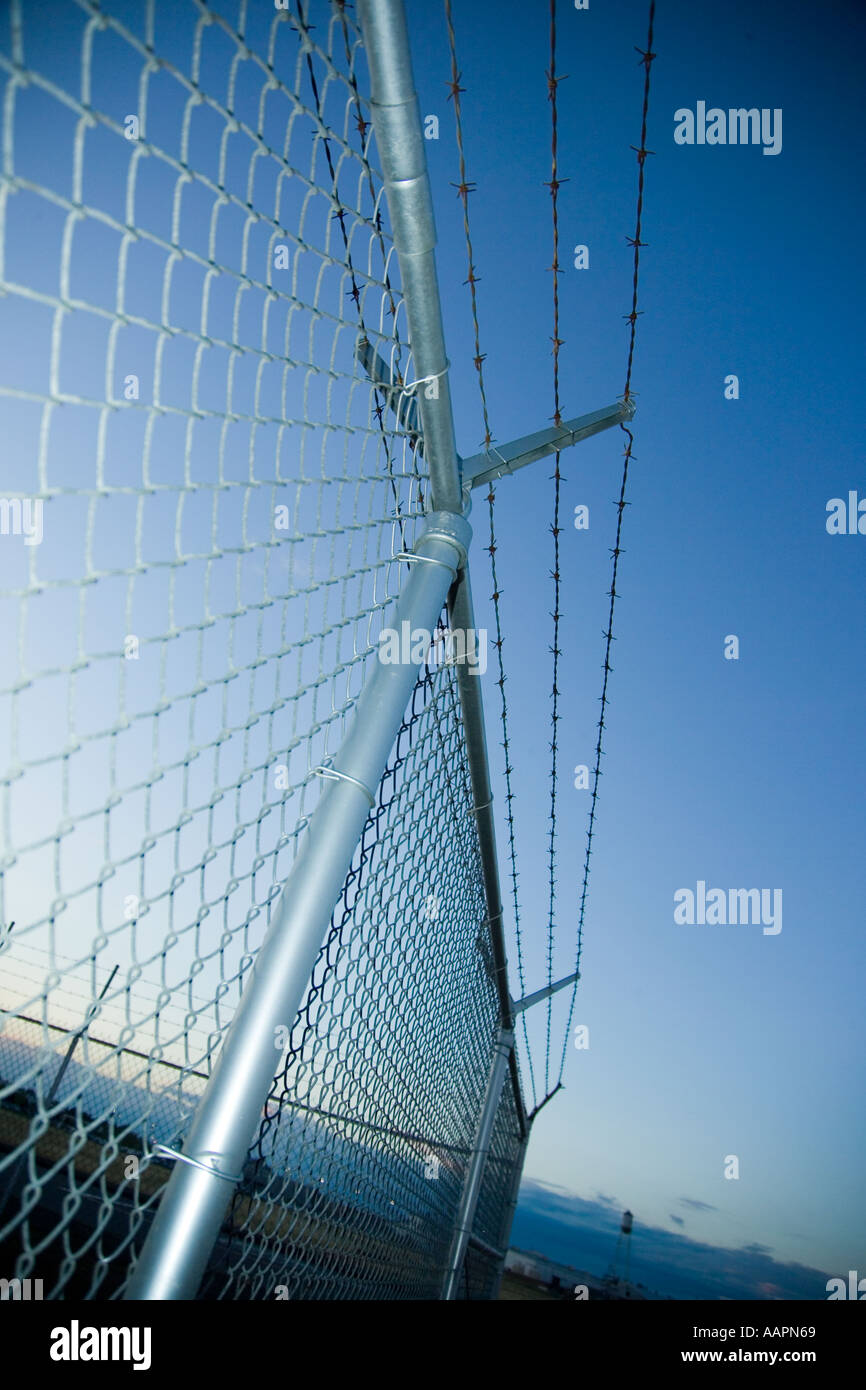 security fence barbed wire crime prison jail kill safe safty Stock