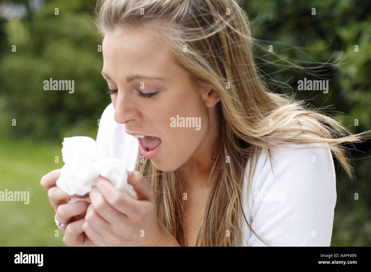 Girl with Hayfever Stock Photo