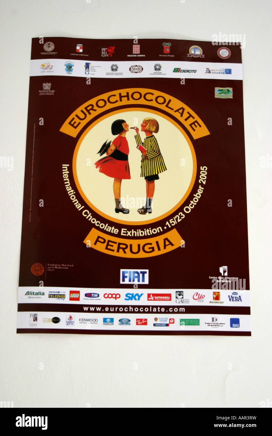 Eurochocolate poster at the annual Perugia Chocolate Festival .Umbria