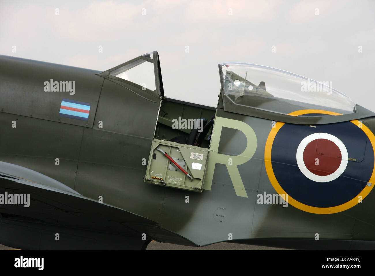 Cockpit of RAF Spitfire Fighter Stock Photo