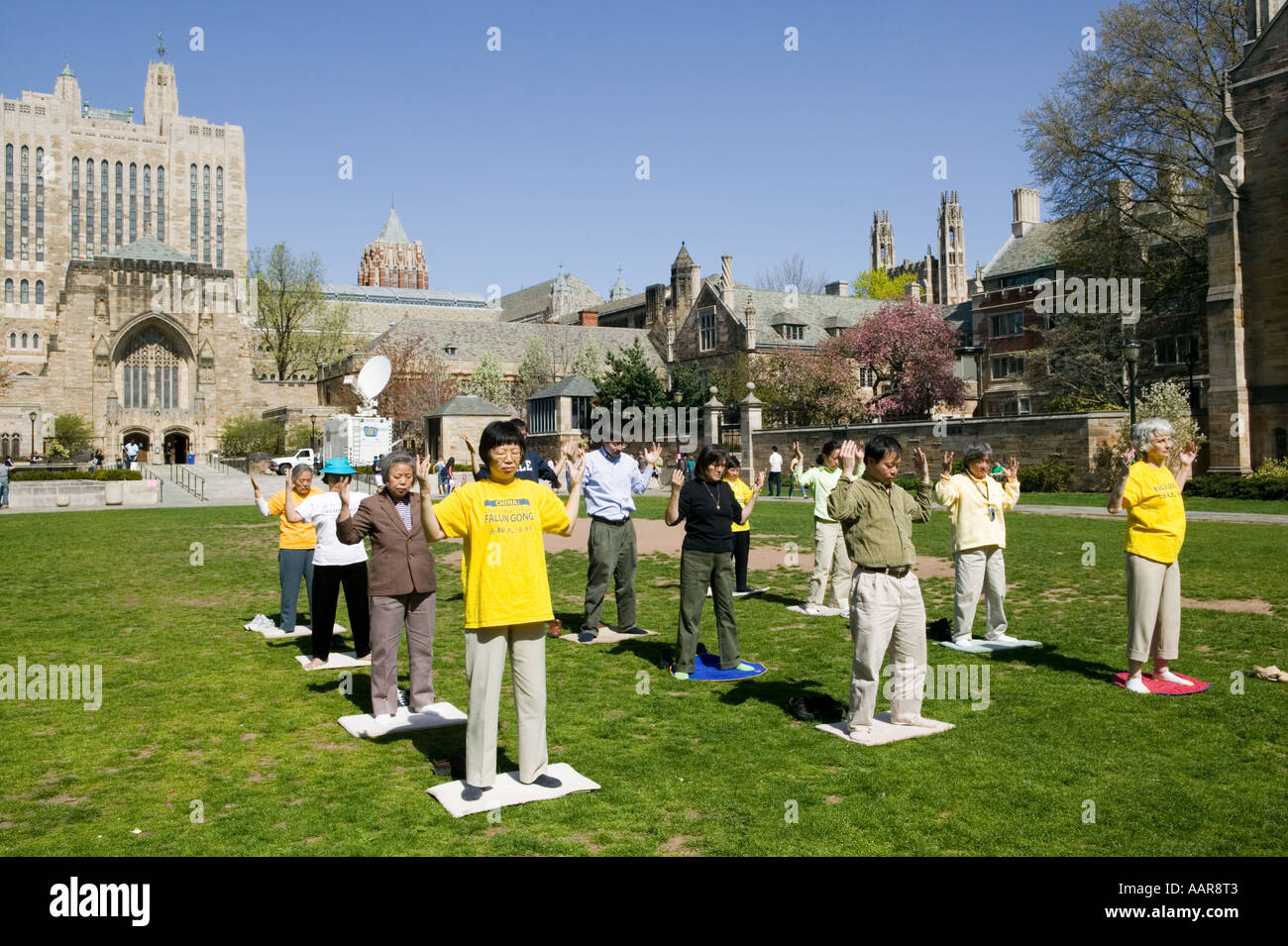 Falun Gong protest 2006 Yale University New Haven Connecticut Stock Photo