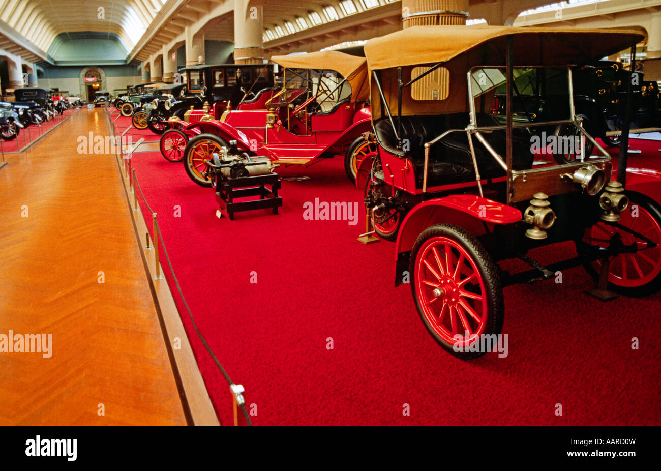 Old automobiles in the HENRY FORD MUSEUM DEARBORN MICHIGAN Stock Photo