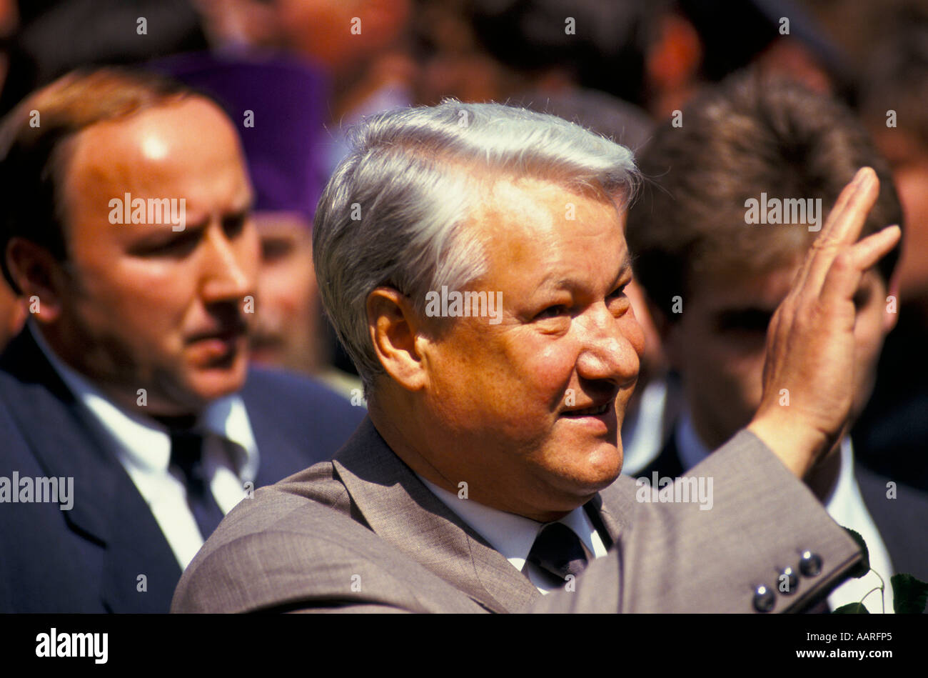 BORIS YELTSIN YELTSIN HIS ADVISOR VALENTIN YUMASHEV MOSCOW 1992 Stock Photo