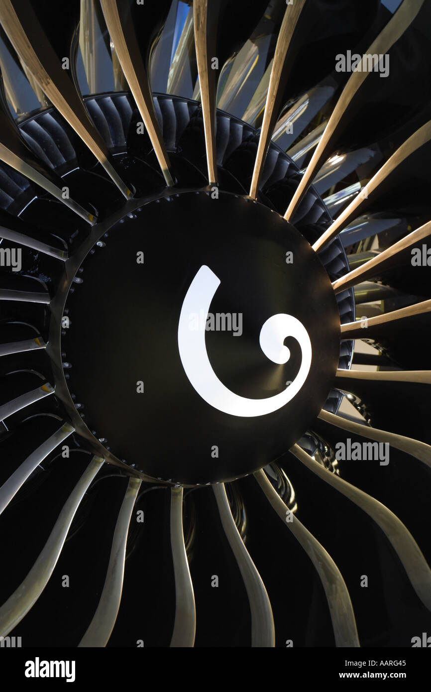 Airliner jet engine fan blades Stock Photo