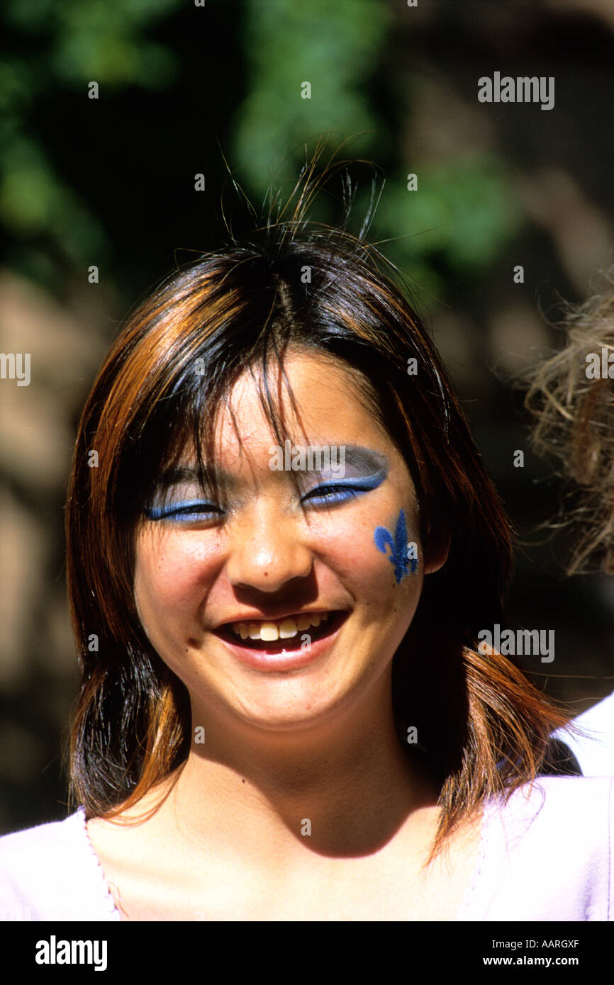 Montrealer from Asian origins during St Jean Baptiste day in Montreal Quebec Canada Stock Photo