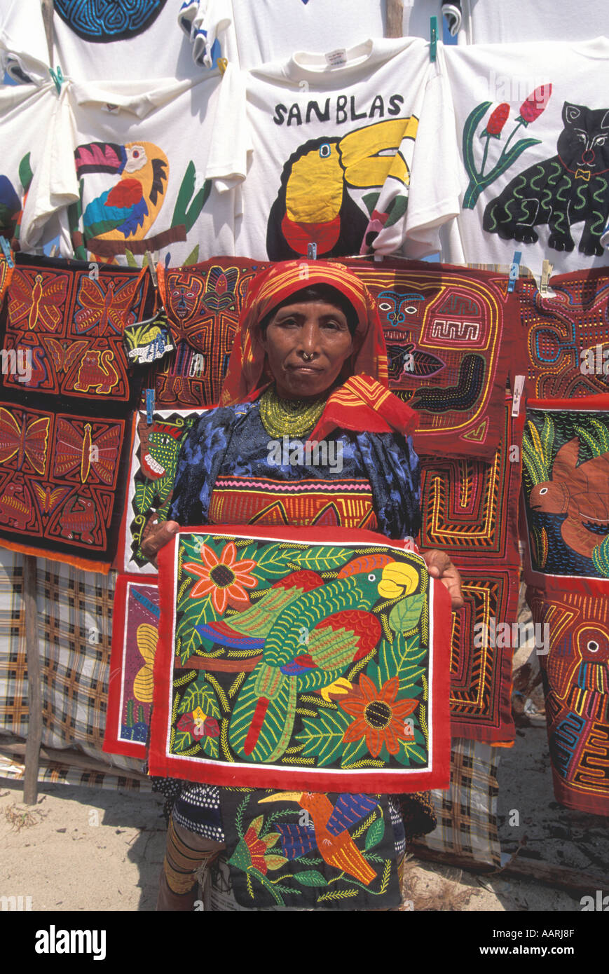 Panama San Blas Islands Cuna Indians Molas for sale Stock Photo