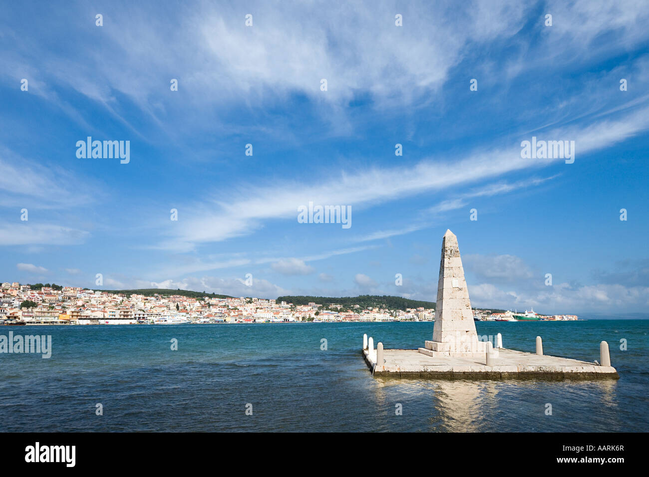 Seafront from Devossetos Bridge, Argostoli, Kefalonia, Ionian Islands, Greece Stock Photo