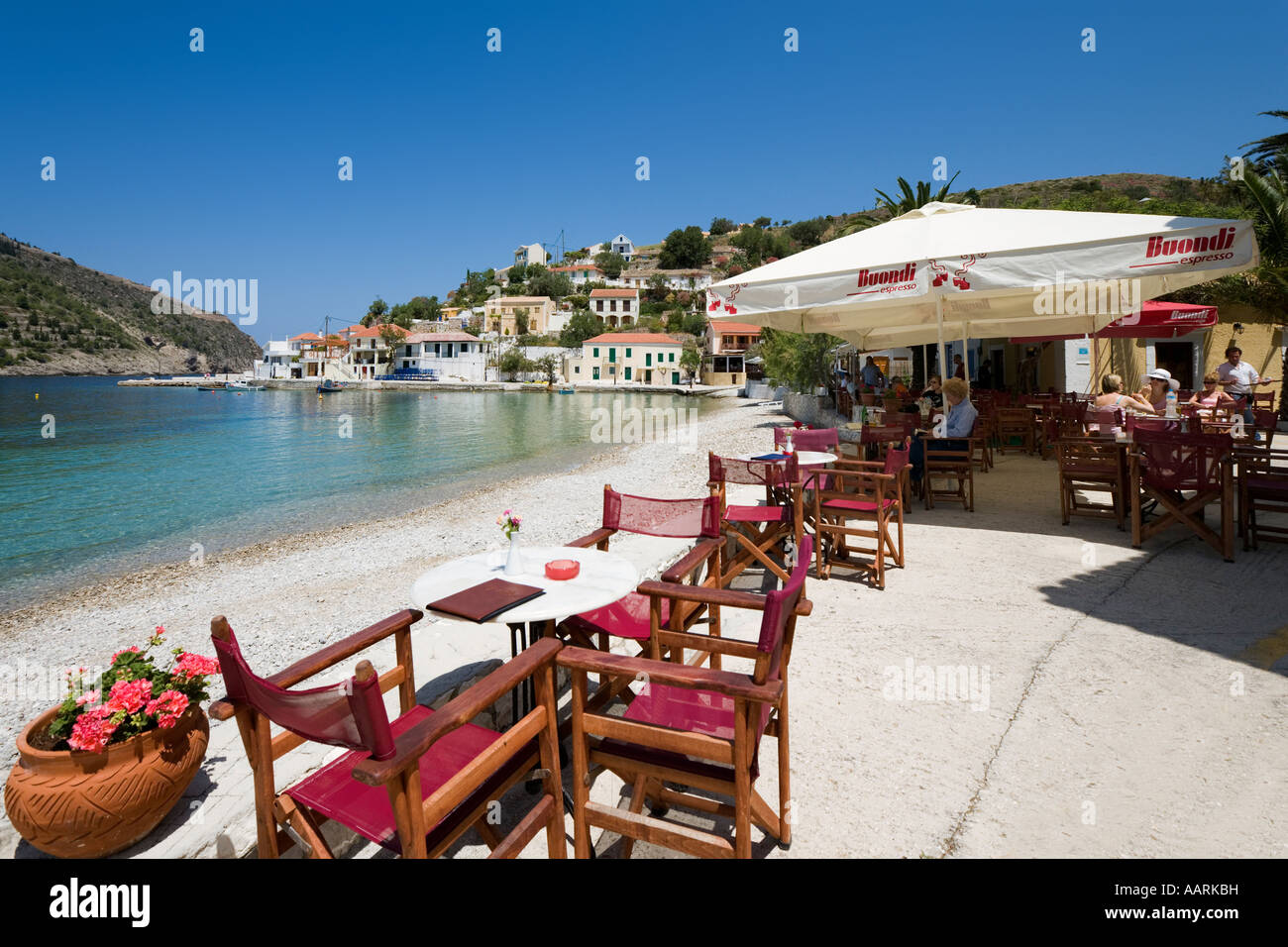 Beachfront Taverna, Assos, Kefalonia, Ionian Islands, Greece Stock ...