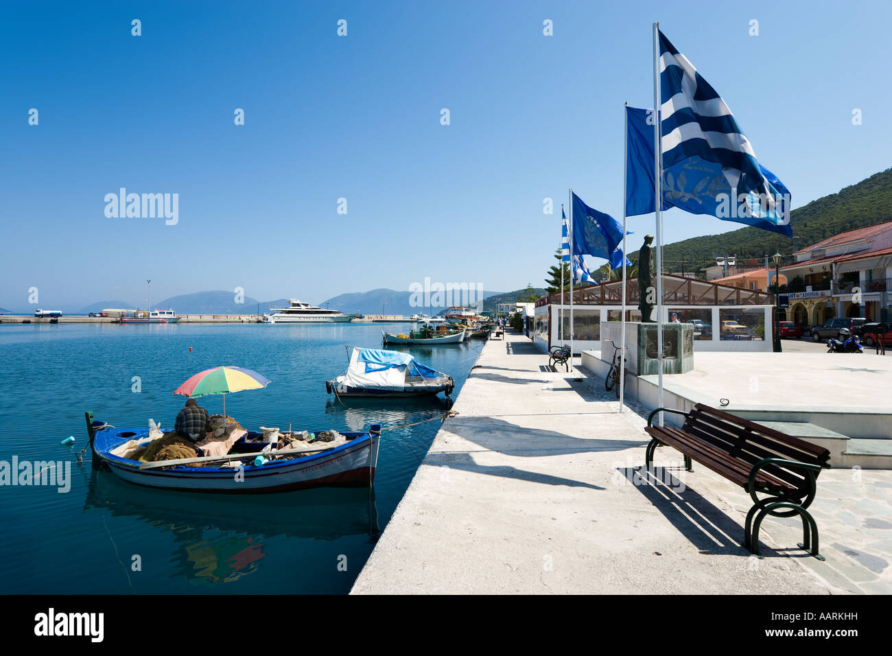 Harbour and Promenade, Sami, Kefalonia, Ionian Islands, Greece Stock Photo