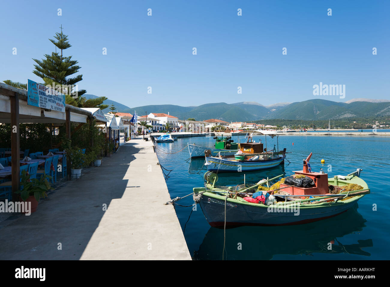 Seafront Taverna and Fishing Boats Promenade, Sami, Kefalonia, Ionian ...