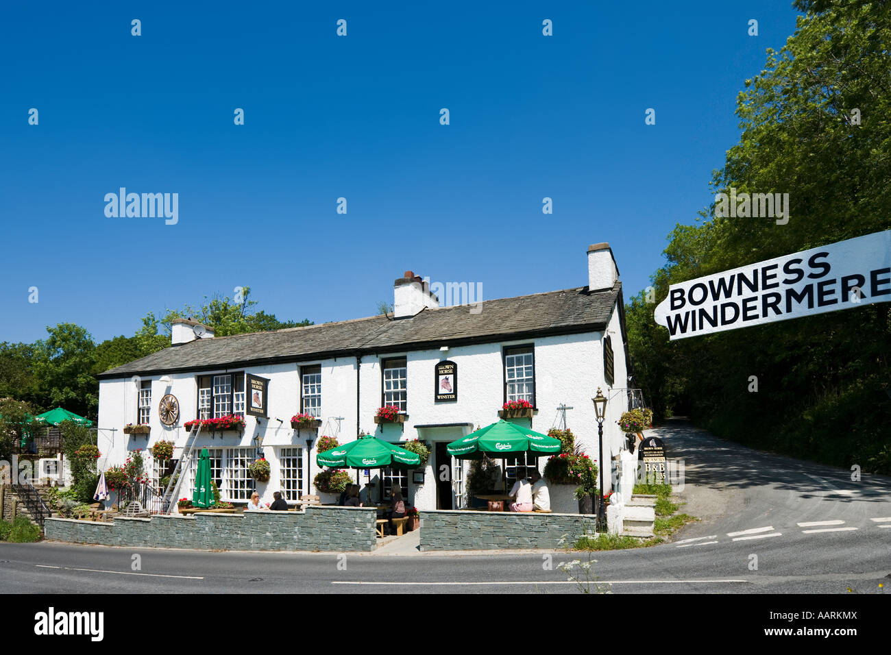 Brown Horse Inn on A5074 near Windermere, Lake District National Park, Cumbria, England, UK Stock Photo