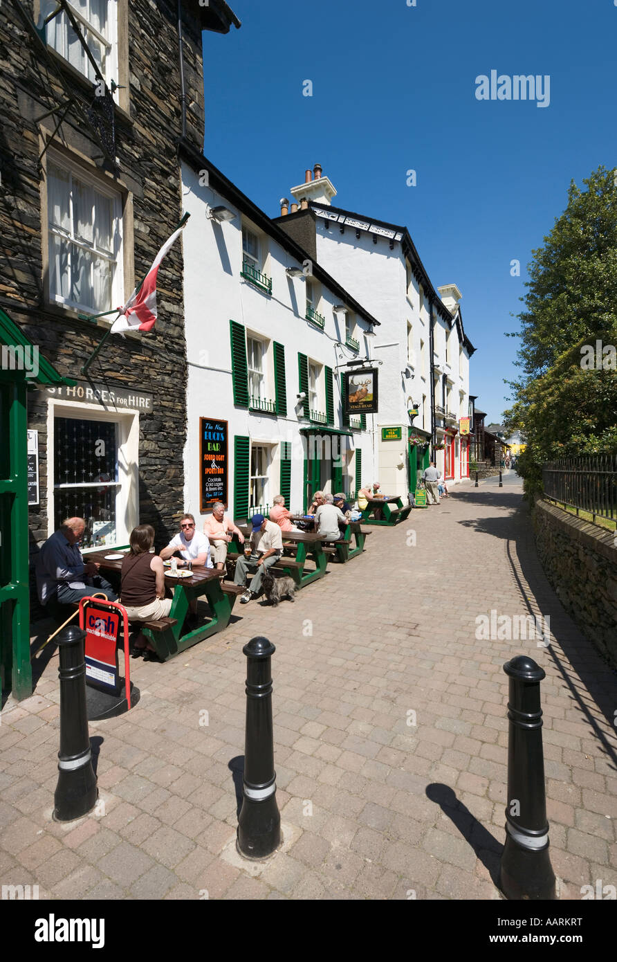 The Stags Head Pub, Bowness village centre, Lake Windermere, Lake District National Park, Cumbria, England, UK Stock Photo