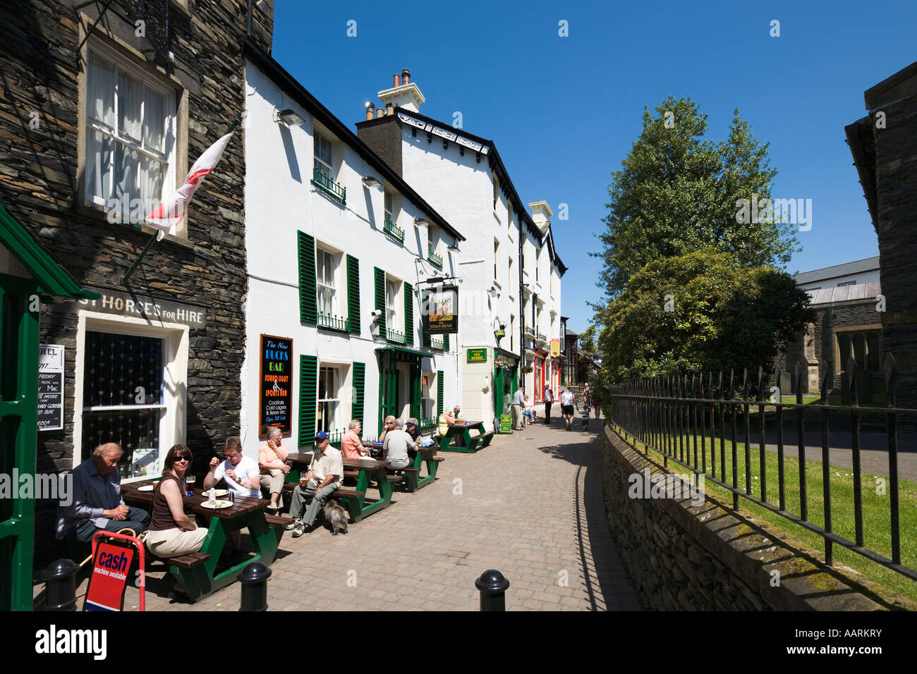 The Stags Head Pub, Bowness village centre, Lake Windermere, Lake District National Park, Cumbria, England, UK Stock Photo