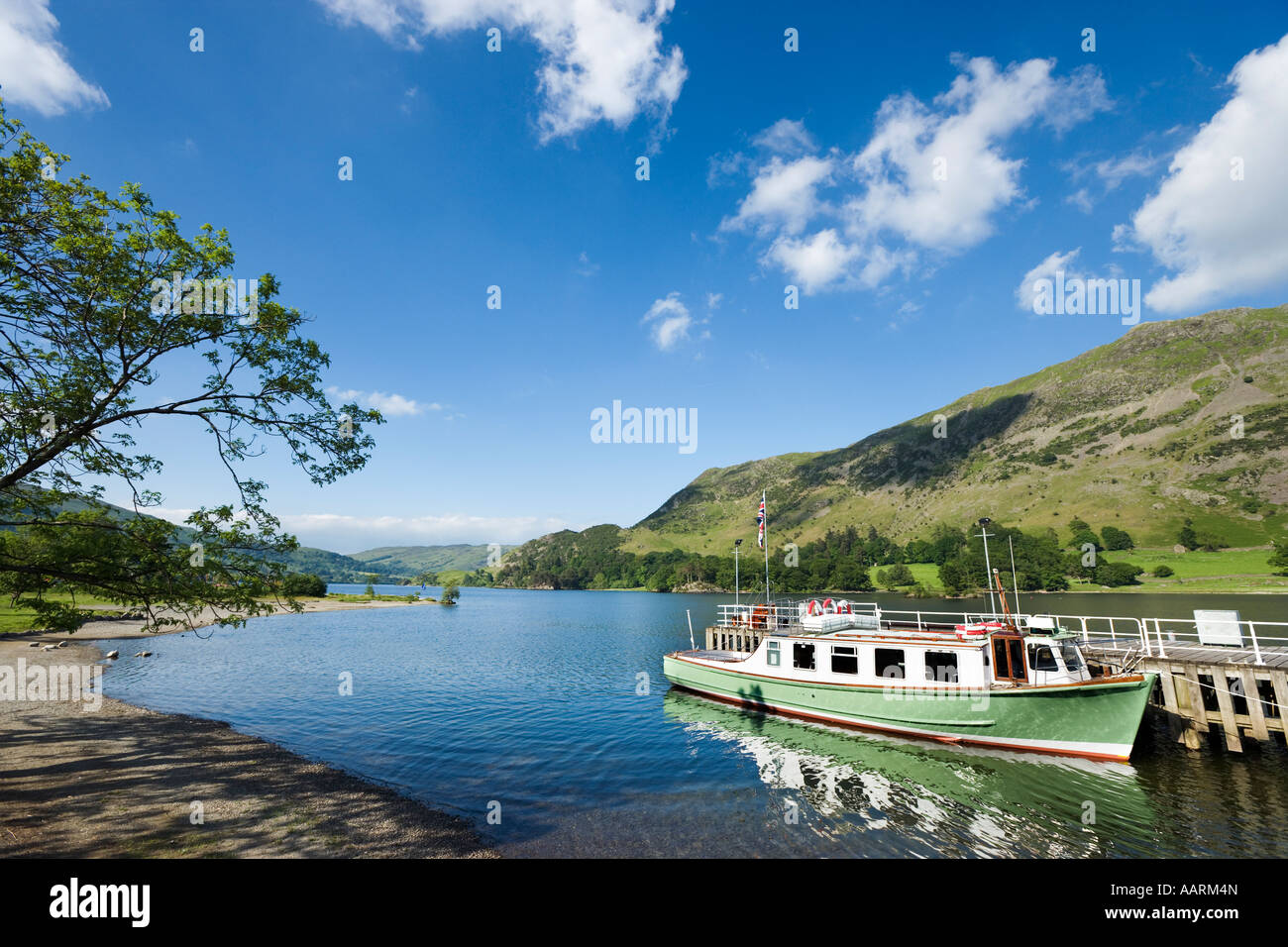 Excursion Boat at Glenridding Pier, Ullswater, Lake District National Park, Cumbria, England, UK Stock Photo