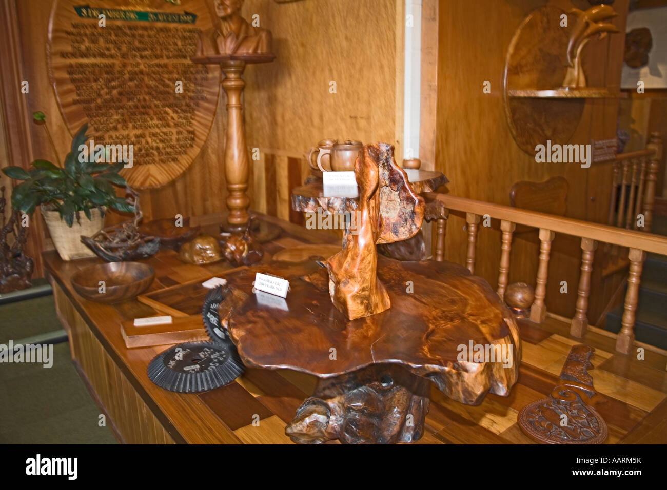 MATAKOHE NORTH ISLAND NEW ZEALAND May A display of items carved out of