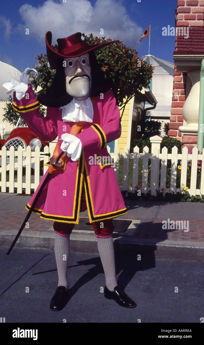 Person dressed as Captain Hook from peter pan at the Walt Disney Magic Kingdom in Florida Stock Photo