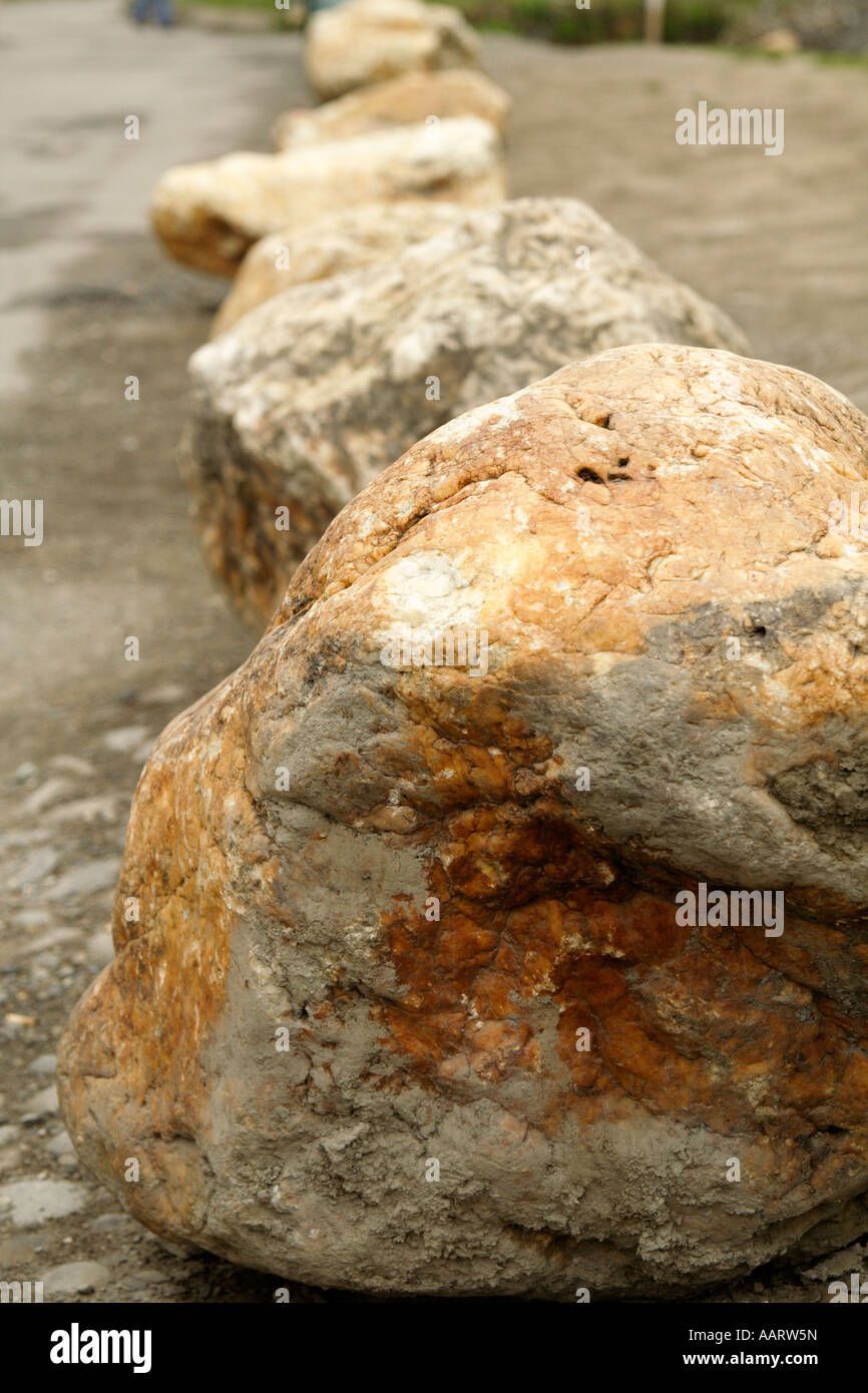 A line of boulders, Boscastle, Cornwall. Stock Photo