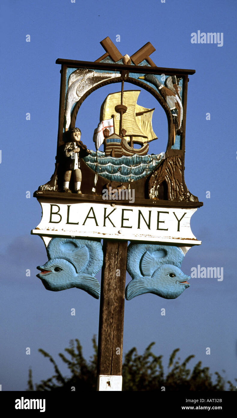 Blakeney village sign Stock Photo - Alamy