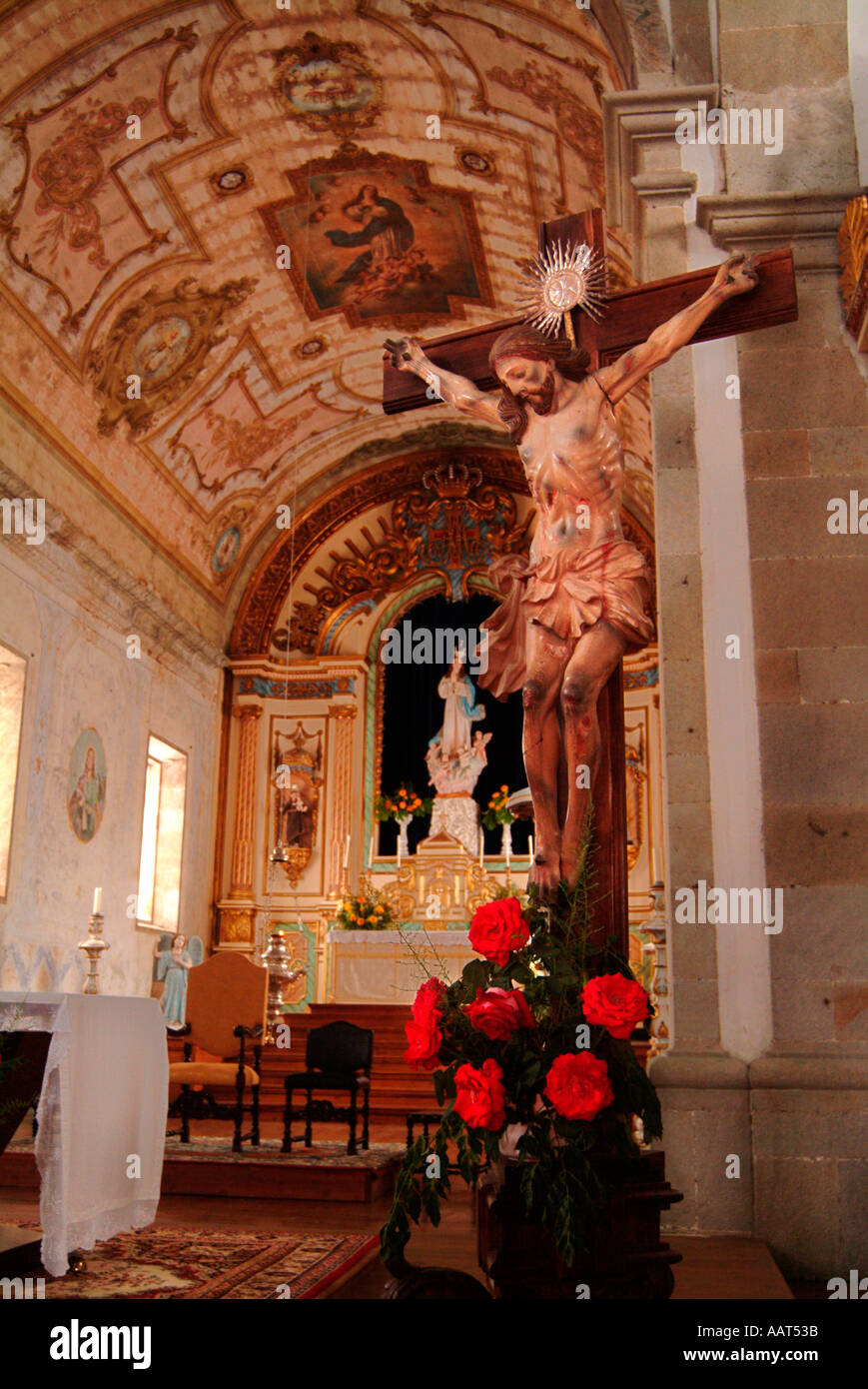 A crucifix inside a church Stock Photo