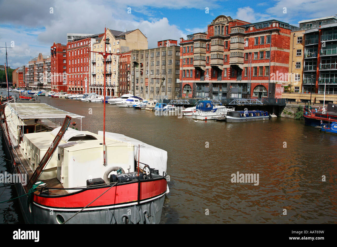 Bristol's canal like floating harbour and moored boats Stock Photo