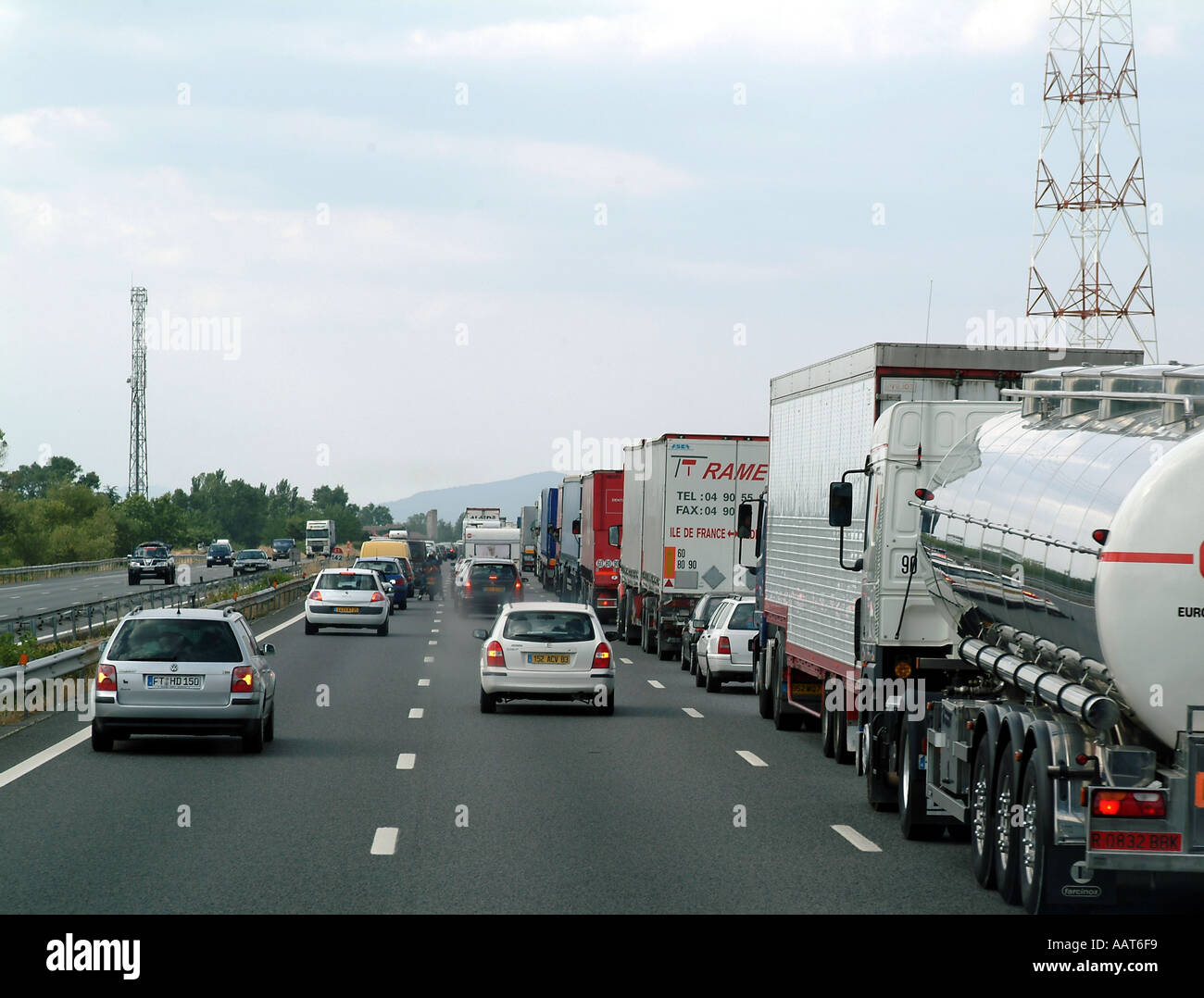 Traffic jam on French motorway autoroute Stock Photo Alamy