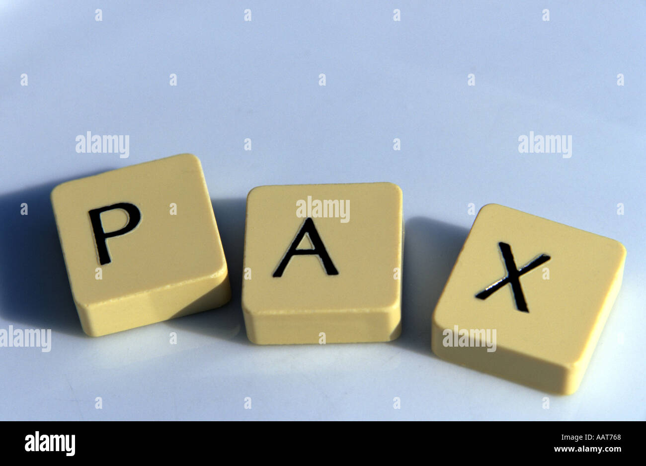 Pax world with scrabble letters  Stock Photo