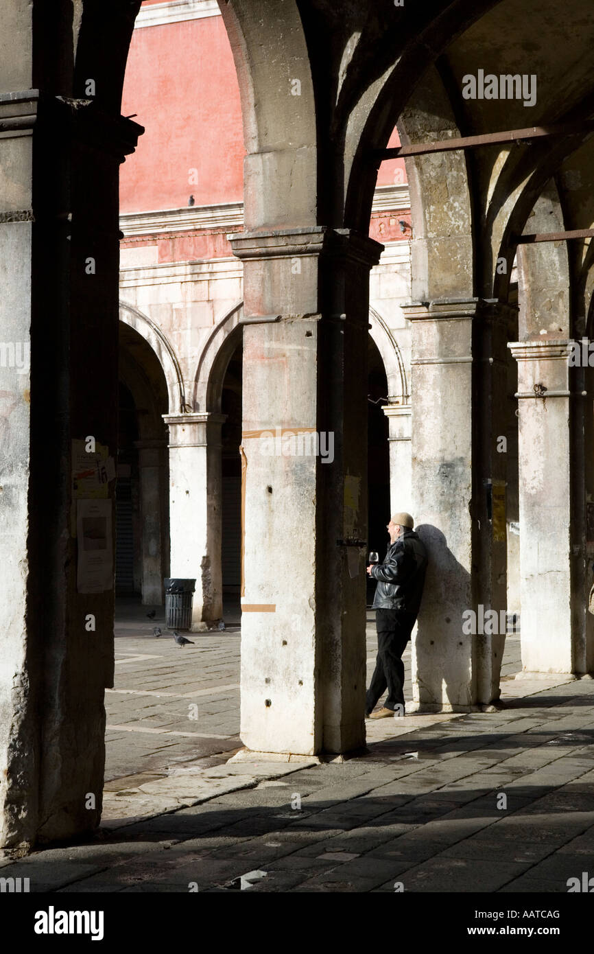 Venice Italy The Mercerie Area Of The Rialto District With A Man