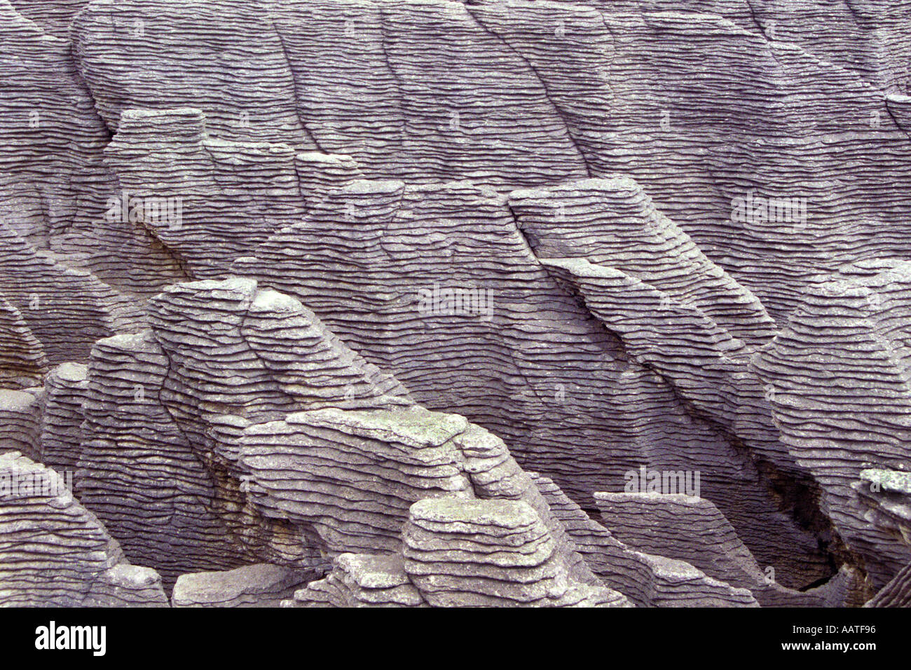 Limestone formation Pancake Rocks South Island New Zealand Stock Photo ...