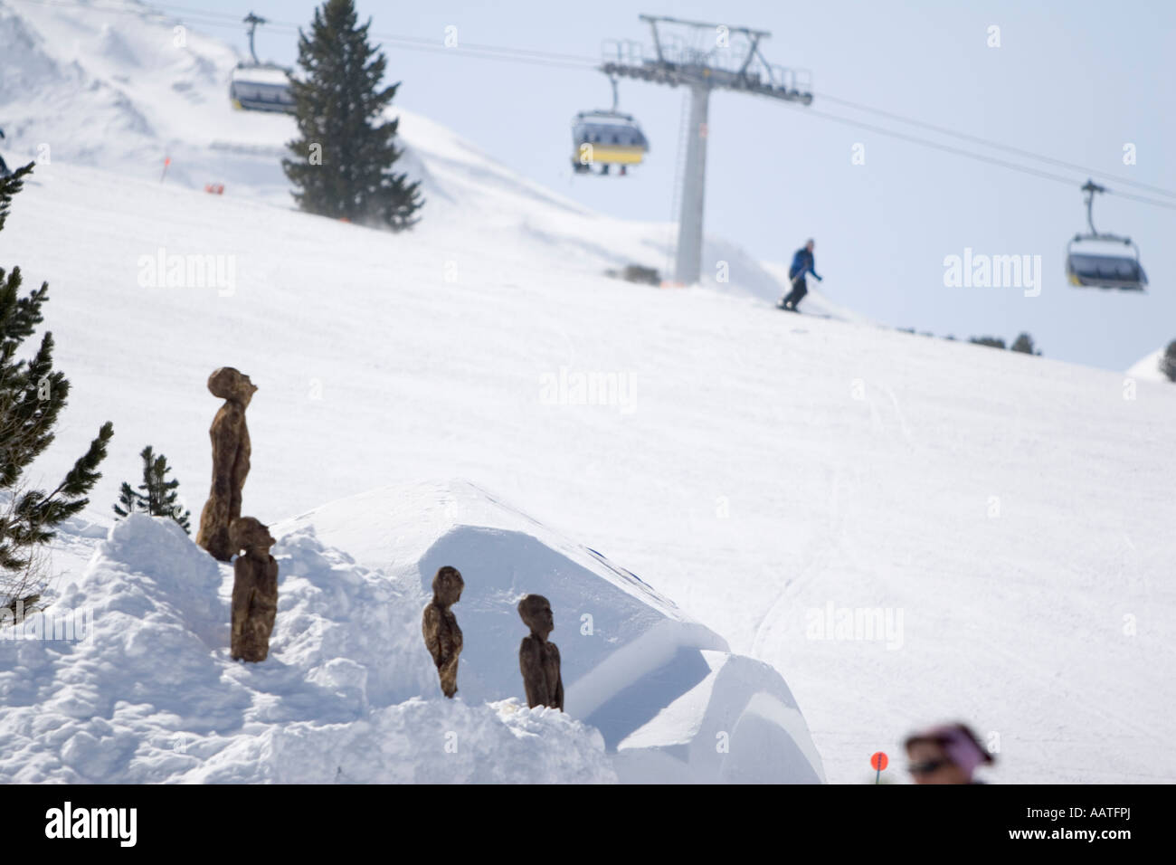 Wood sculpture public installation art, South Tyrol, Italy Stock Photo