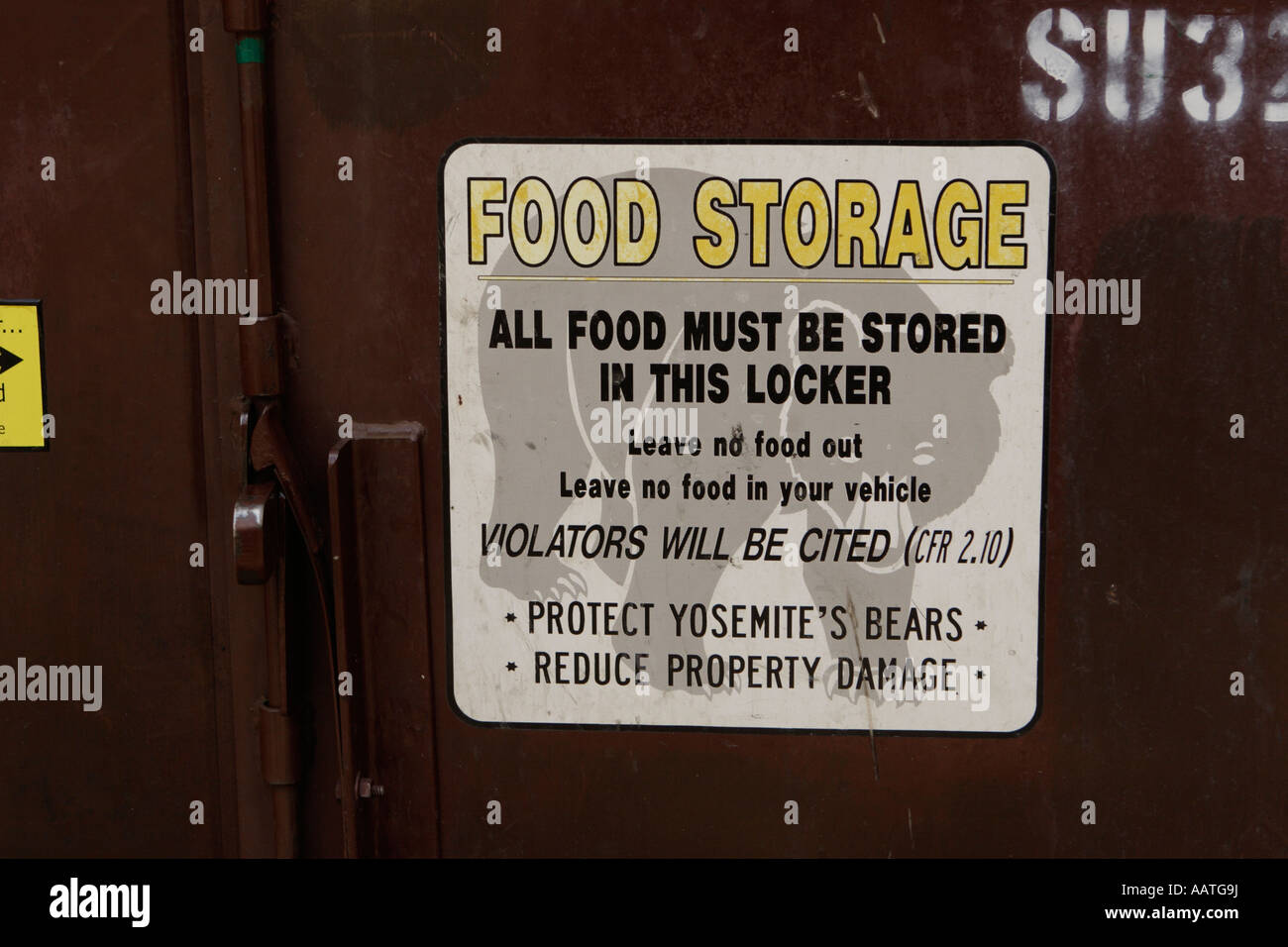 Sign on side of bear box a bear resistant food storage containers for