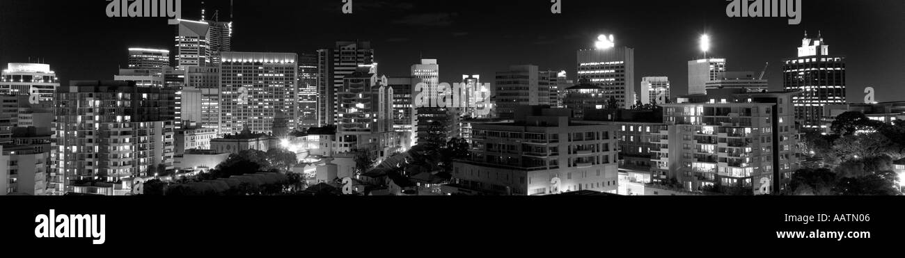 Brisbane by night black white Stock Photo