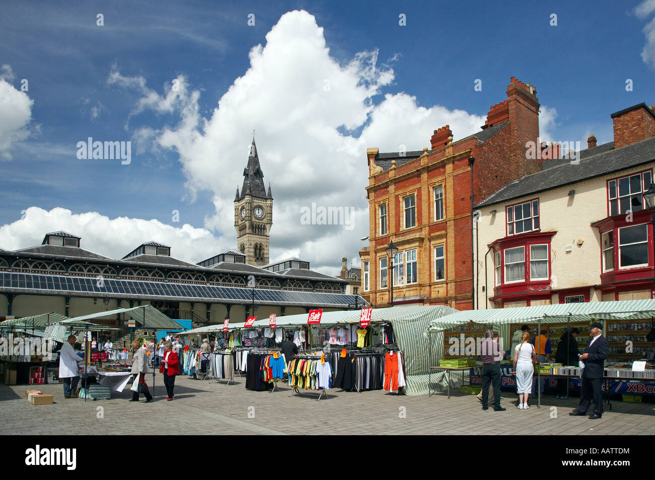 Market Day Darlington Town Centre in the Tees Valley North East England