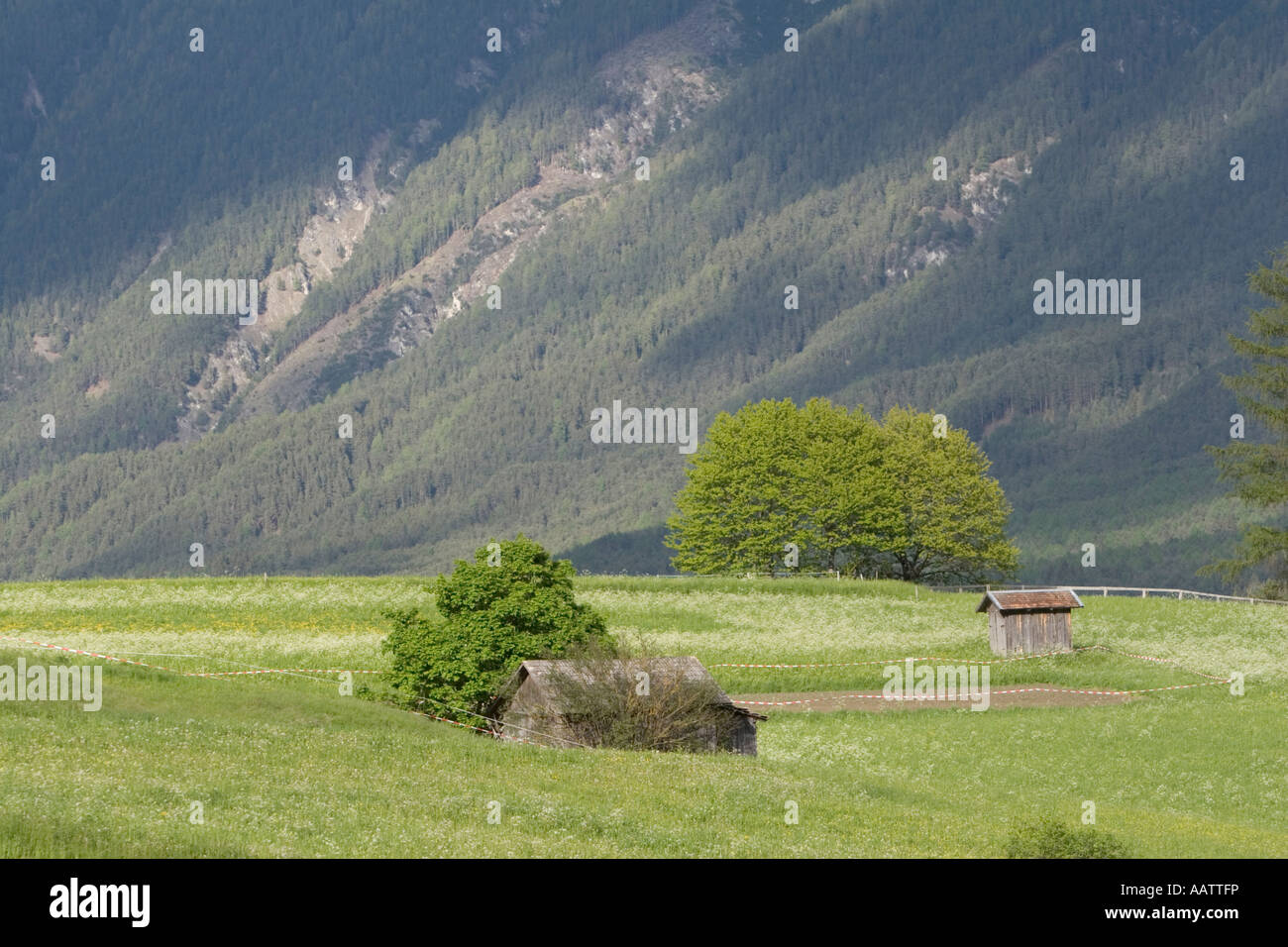 Alpine farm huts in Tarrenz, Austria Stock Photo