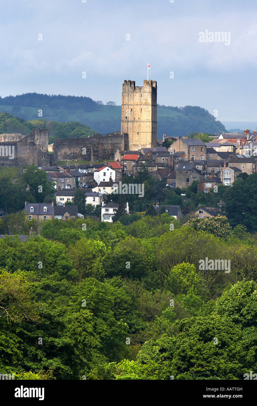 Richmond Town and Castle from Easby North Yorkshire Stock Photo Alamy