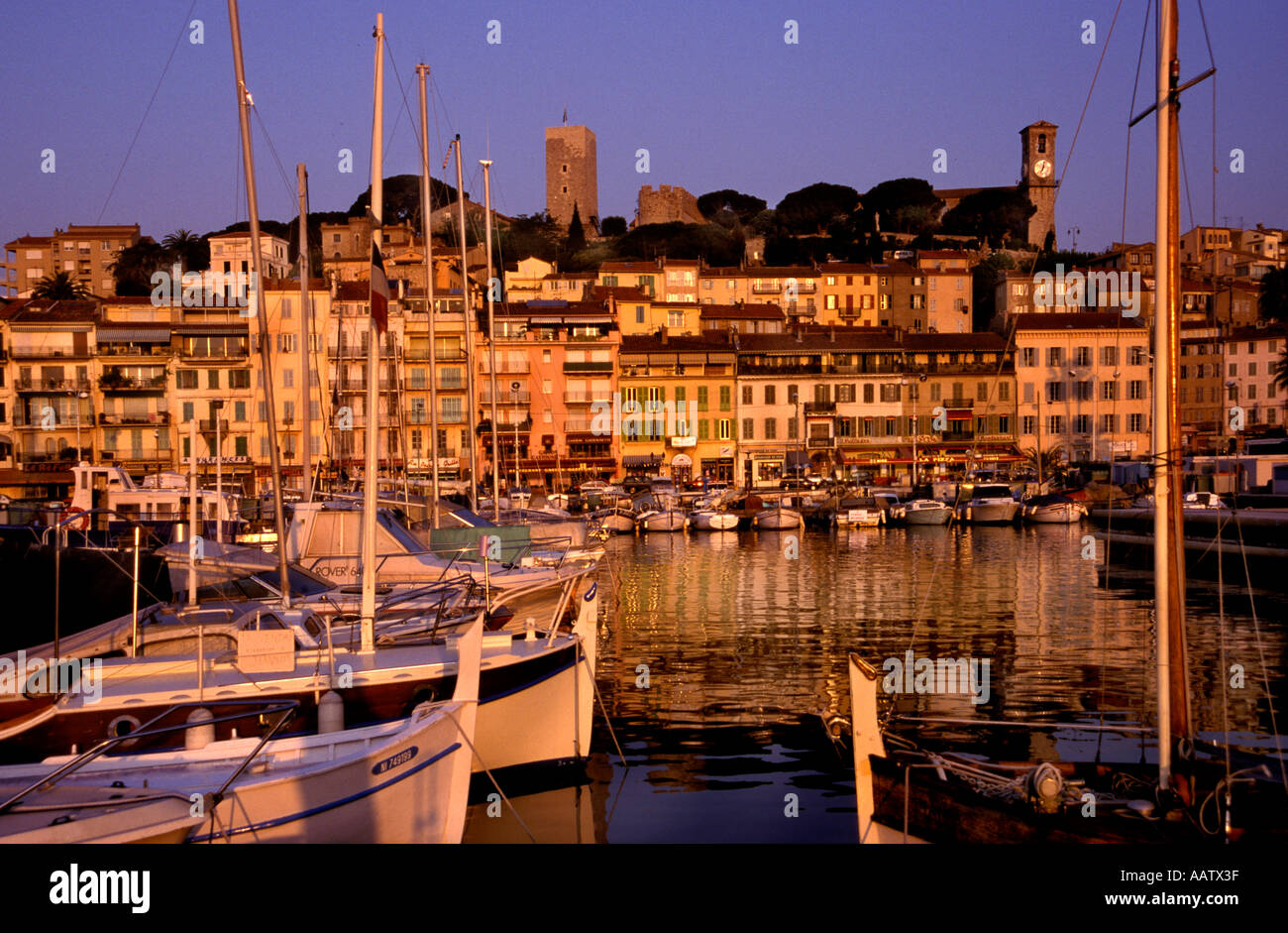 Vieuw across harbour port of Cannes Mediterranean Côte d Azur France ...