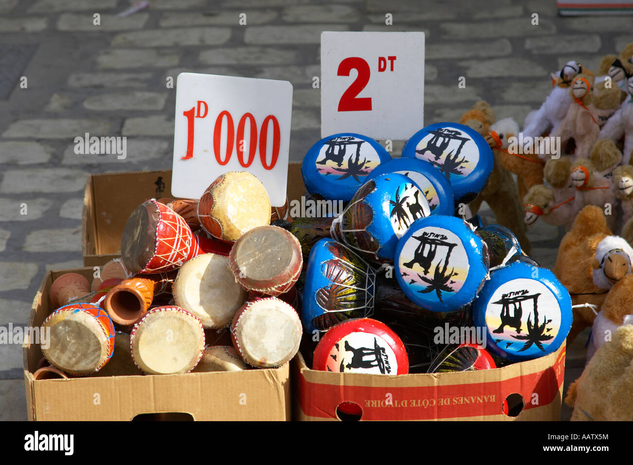 mini painted local drums for sale for 1 and 2 dinar in the local market