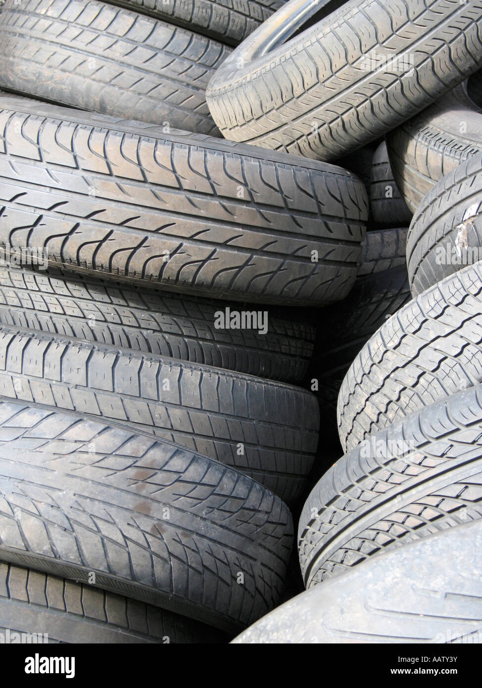 A pile of old car tyres Stock Photo