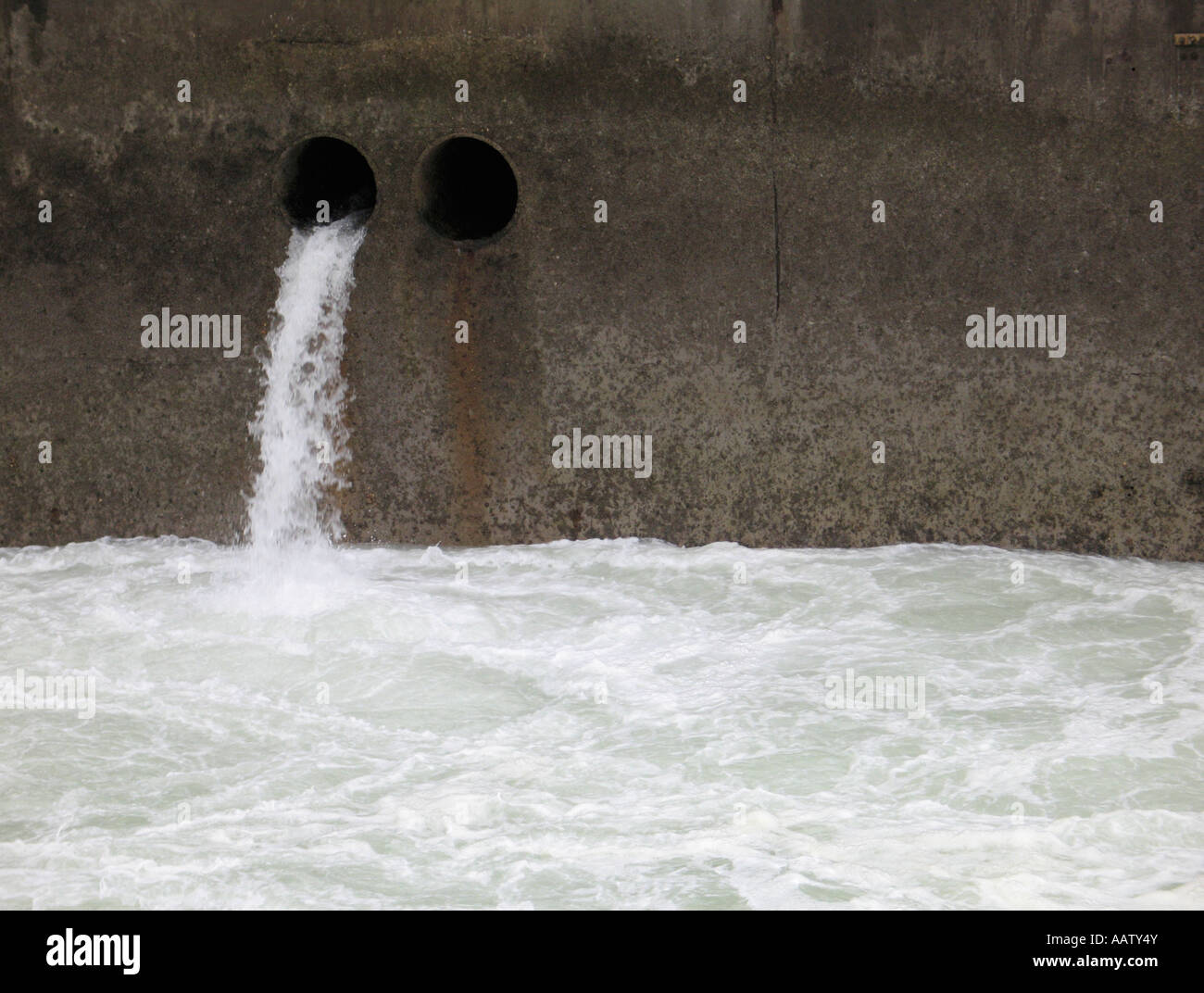 Outfall from a waste pipe Stock Photo