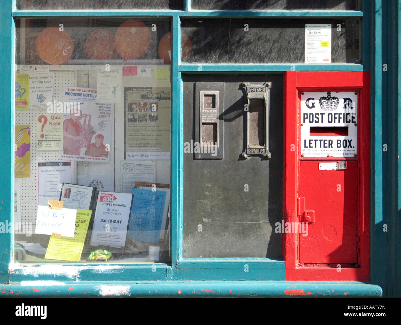 The window of Aberdour post office Stock Photo