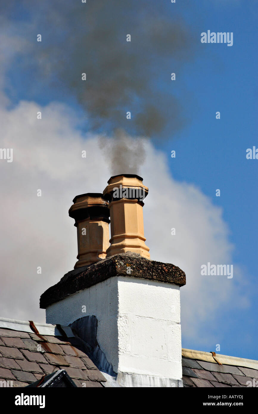 chimney with smoke from coal Stock Photo Alamy
