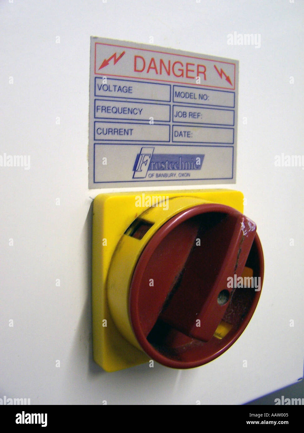 control switch on a freezer mains power fuse box Stock Photo Alamy