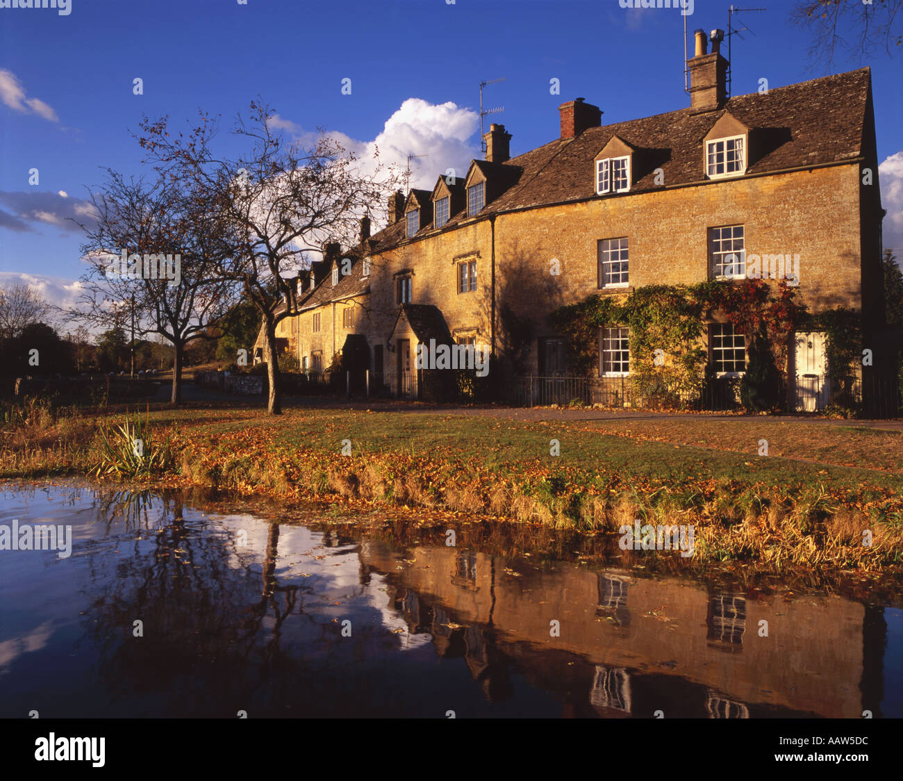 Cottages at Lower Slaughter The Cotswolds Stock Photo