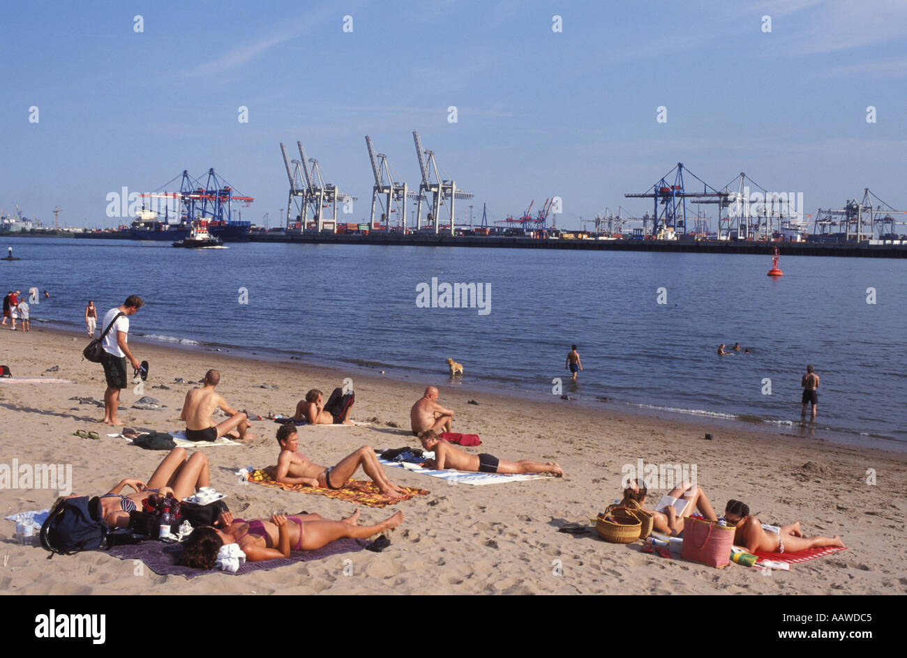 Beach of Oevelgoenne, Hamburg, Germany Stock Photo