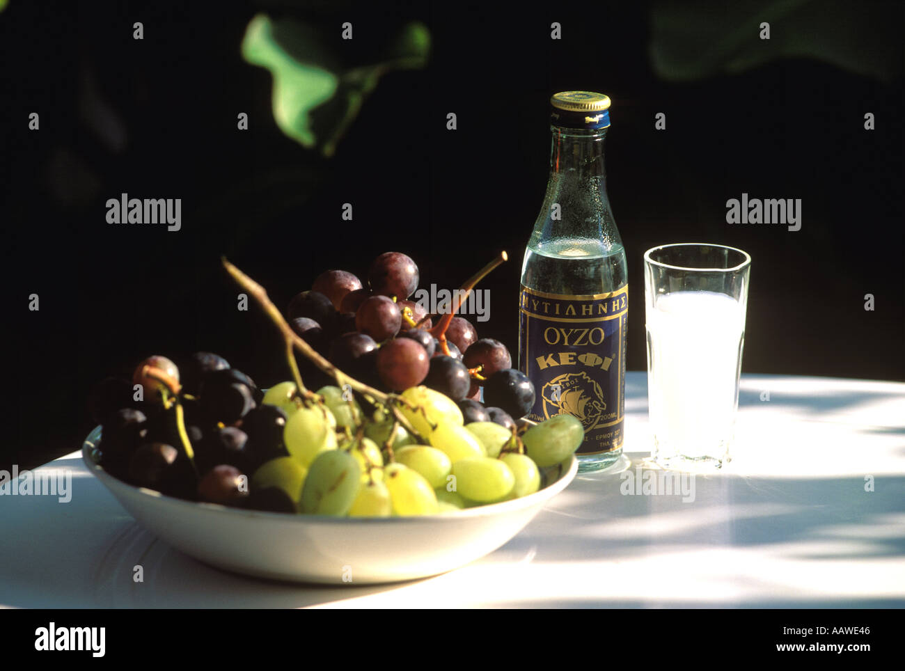 OUZO AND GRAPES GREECE Stock Photo Alamy