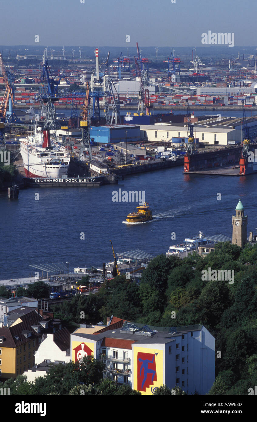 View to the harbour of Hamburg Germany Stock Photo