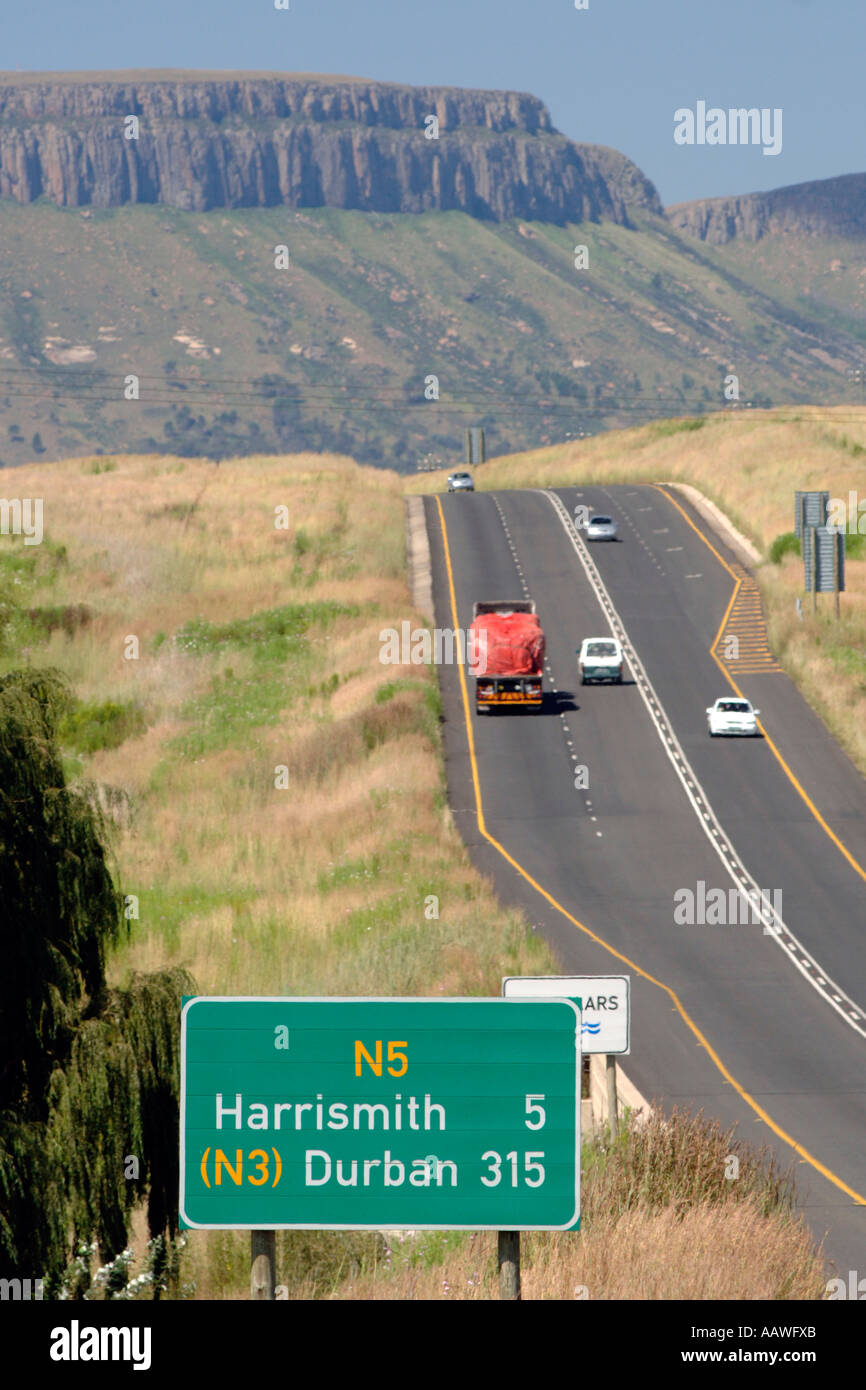 A road sign in South Africa's Kwazulu Natal province showing distances