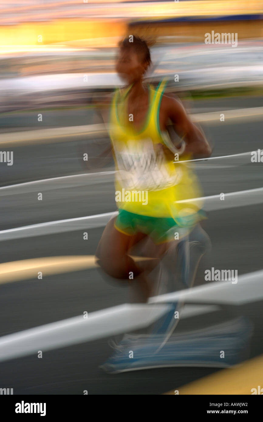 A man running the 2006 Old Mutual Two Oceans marathon in Cape Town, South Africa. Stock Photo