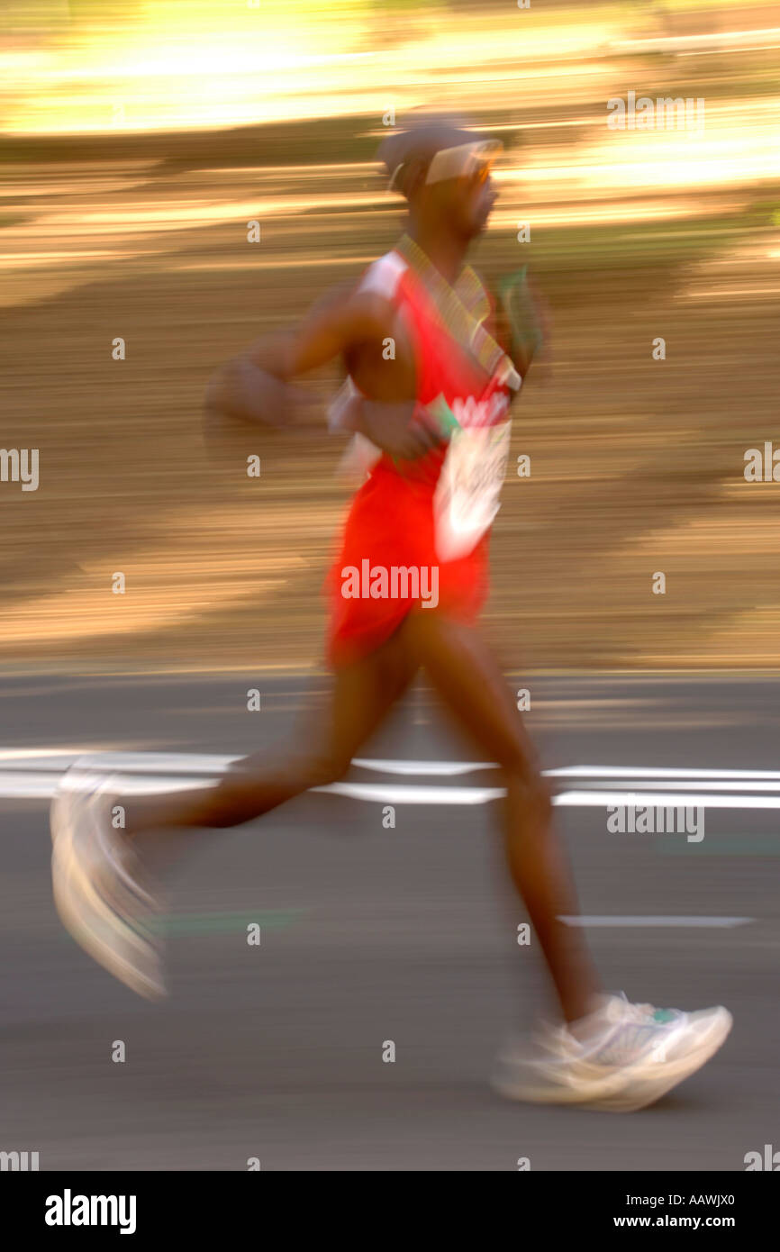 A man running the 2006 Old Mutual Two Oceans marathon in Cape Town, South Africa. Stock Photo