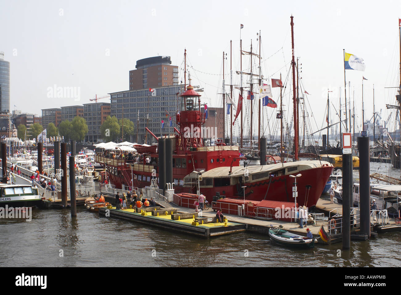 Harbour Birthday in Hambur, Germany. The old fire ship Stock Photo